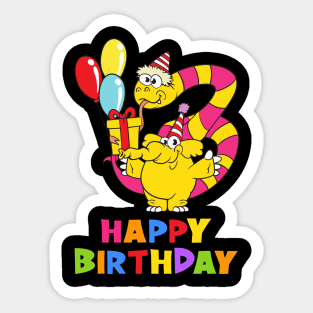 3rd Birthday Party 3 Year Old Three Years Sticker